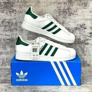 NIB Adidas Superstar II Shoes Men's 12 Women's 13 White Collegiate Green JQ4730